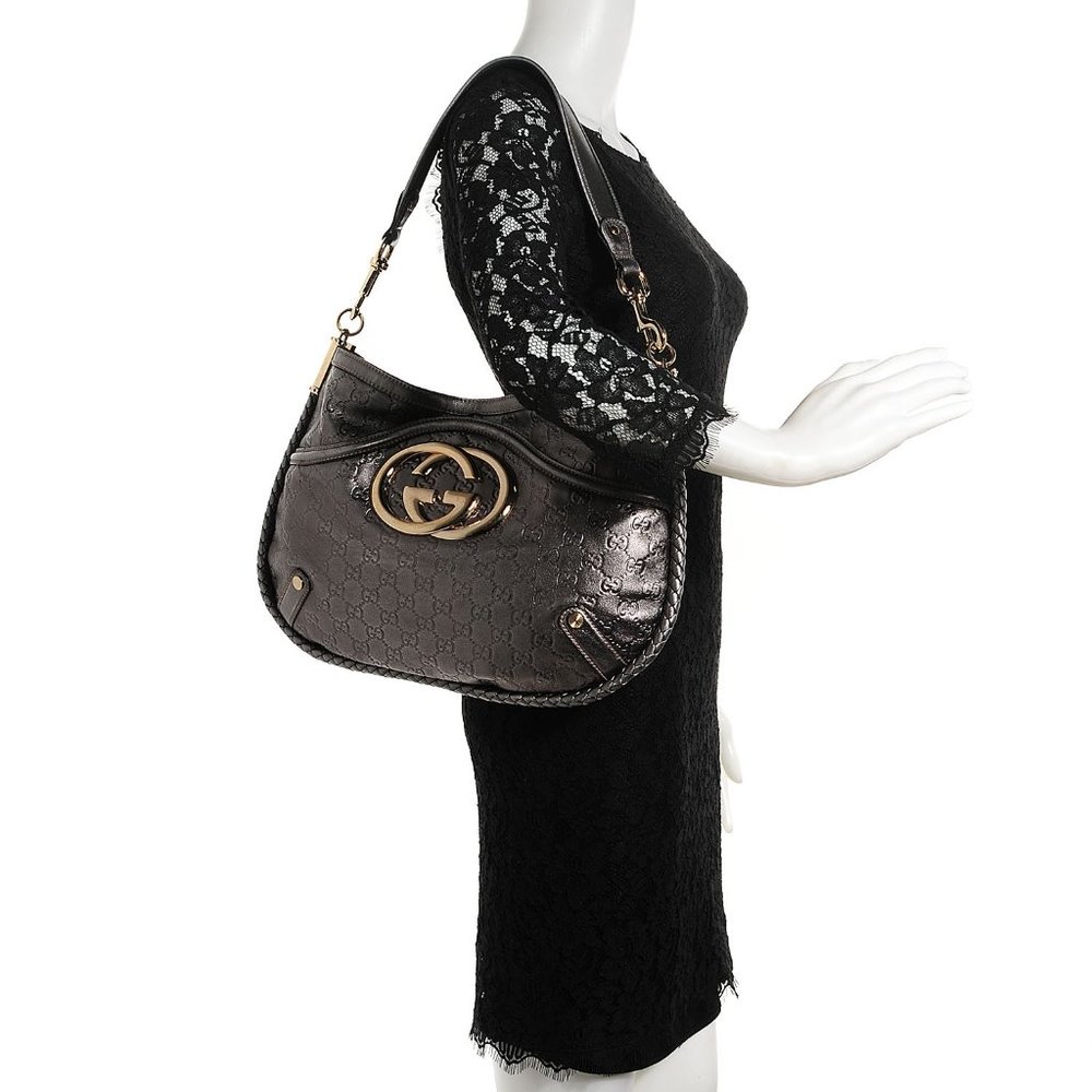 GUCCI GUCCISSIMA BRITT MEDIUM LEATHER SHOULDER BAG